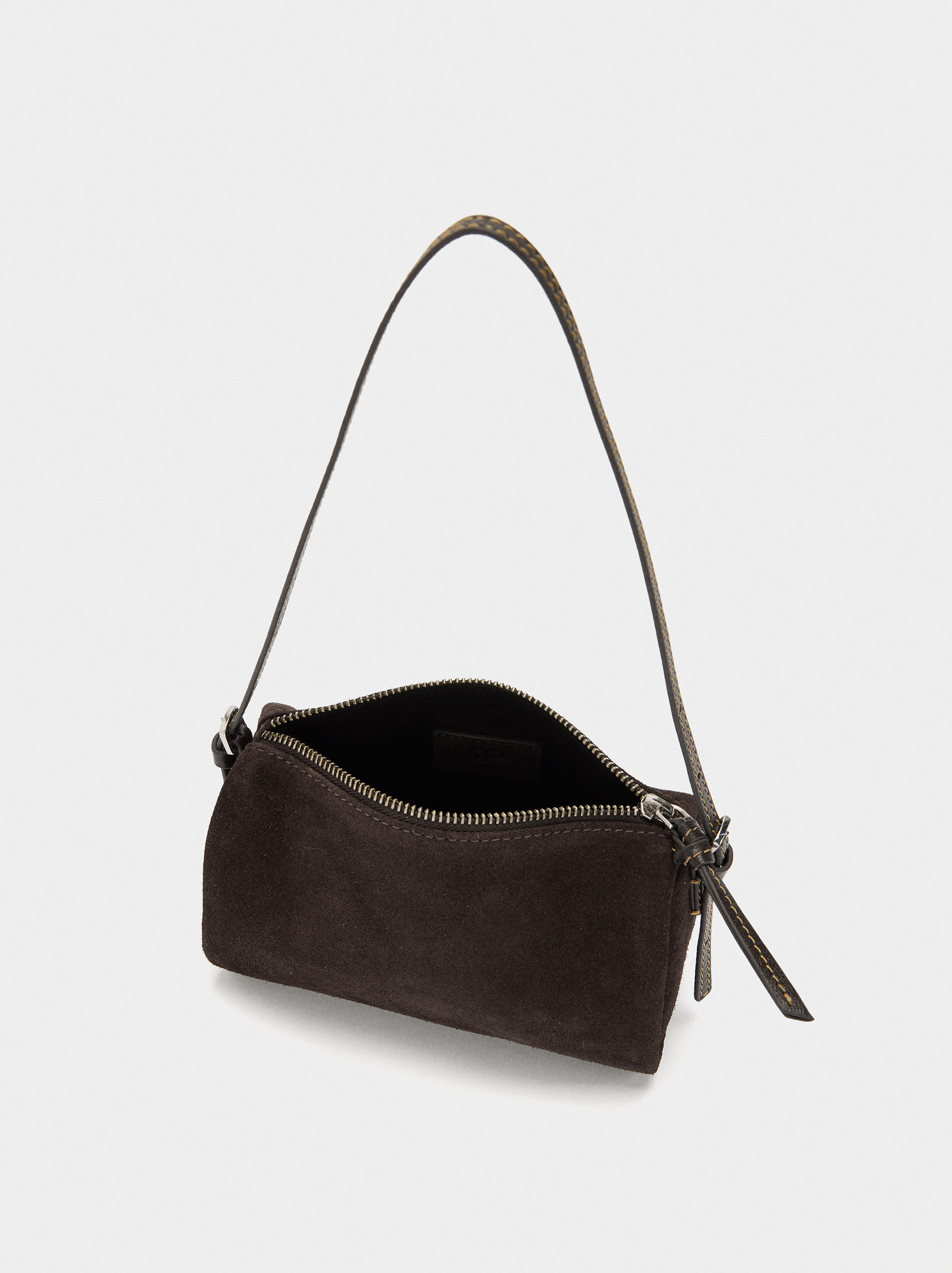 Long crossbody bag made of leather