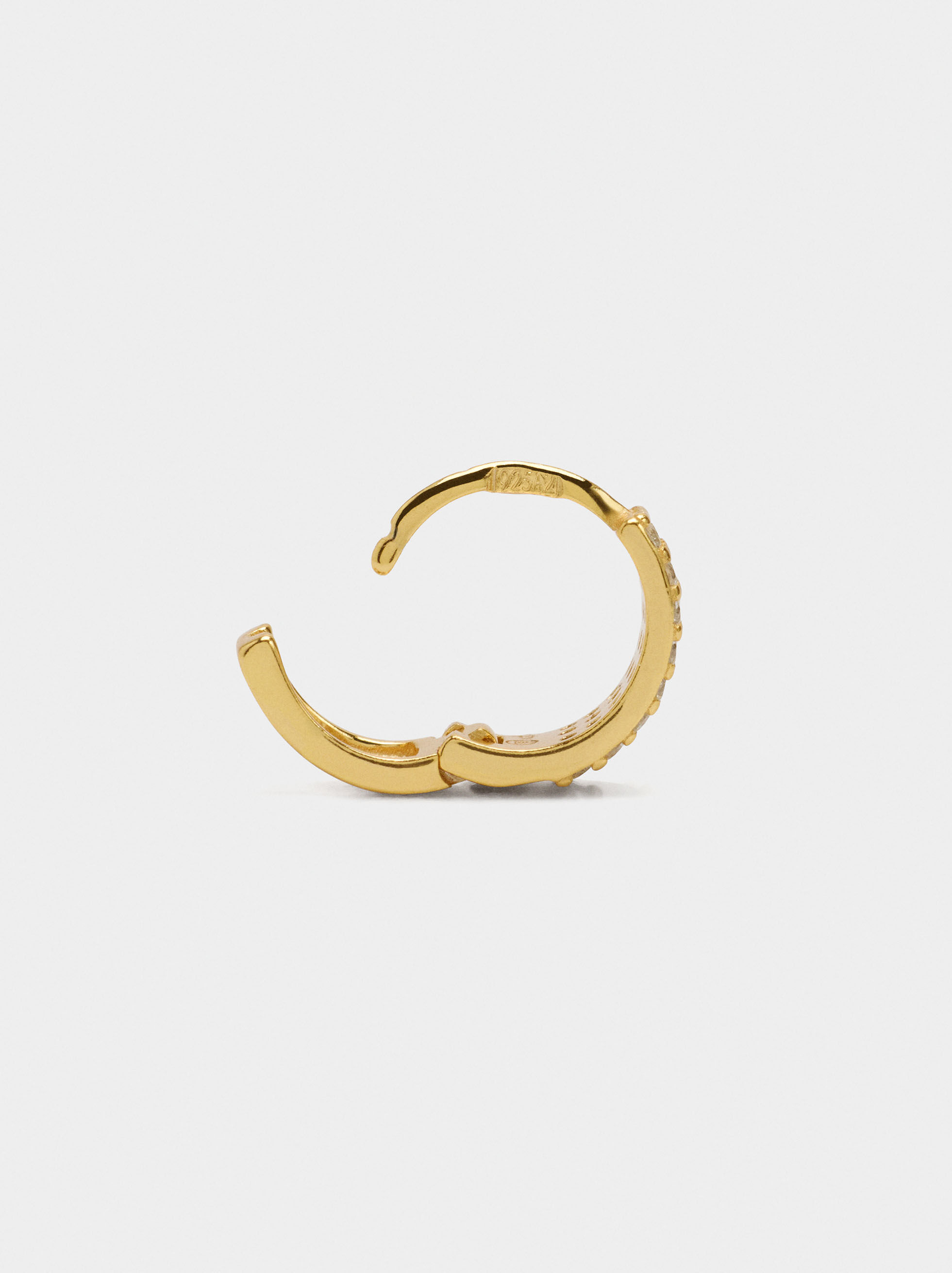 Large single hoop with zirconias - 925 sterling silver