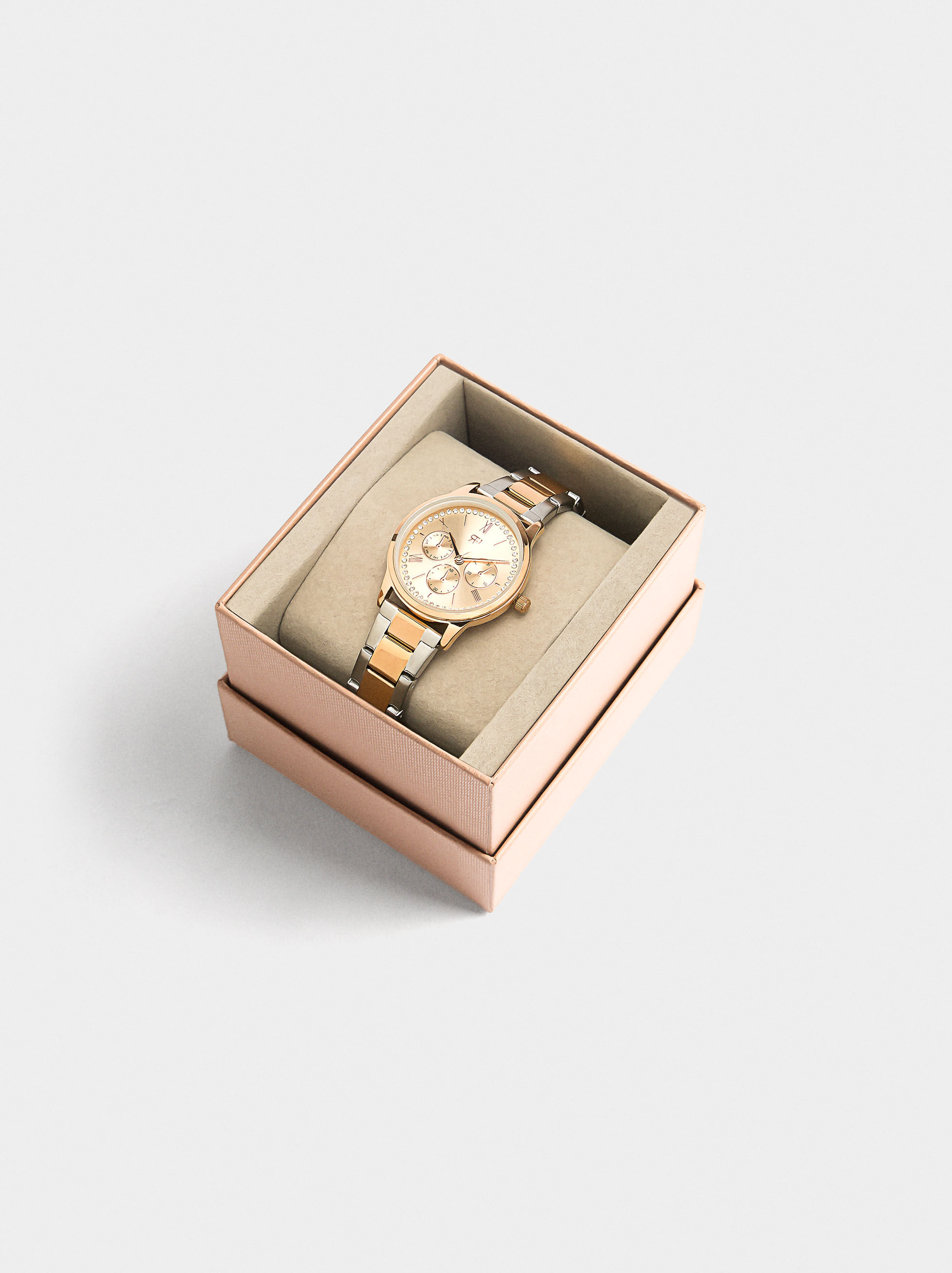 Bicolor watch with stainless steel bracelet