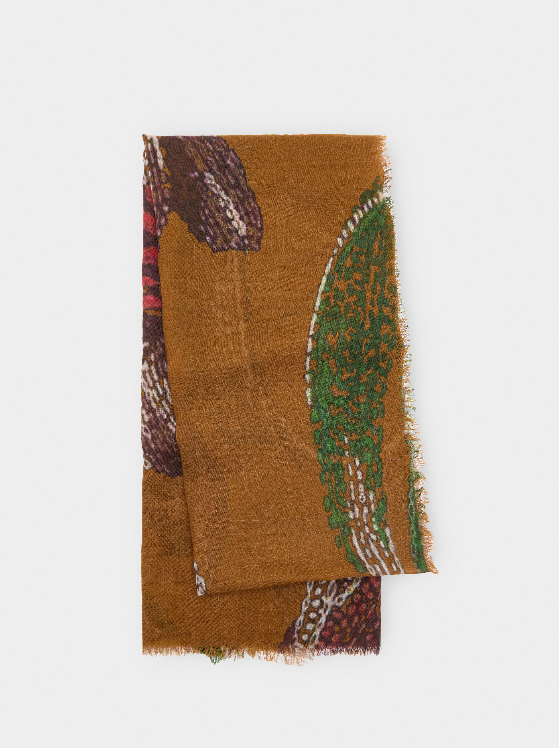 Floral printed wool scarf