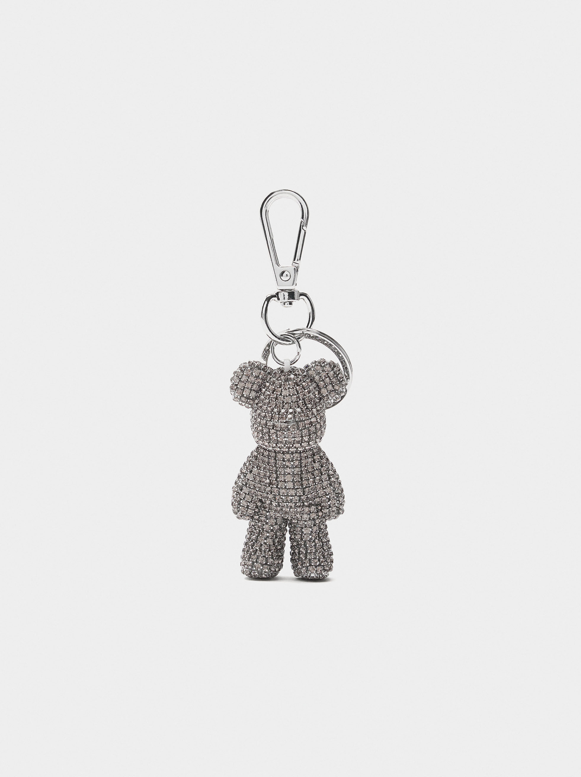 Bear charm keychain with rhinestones