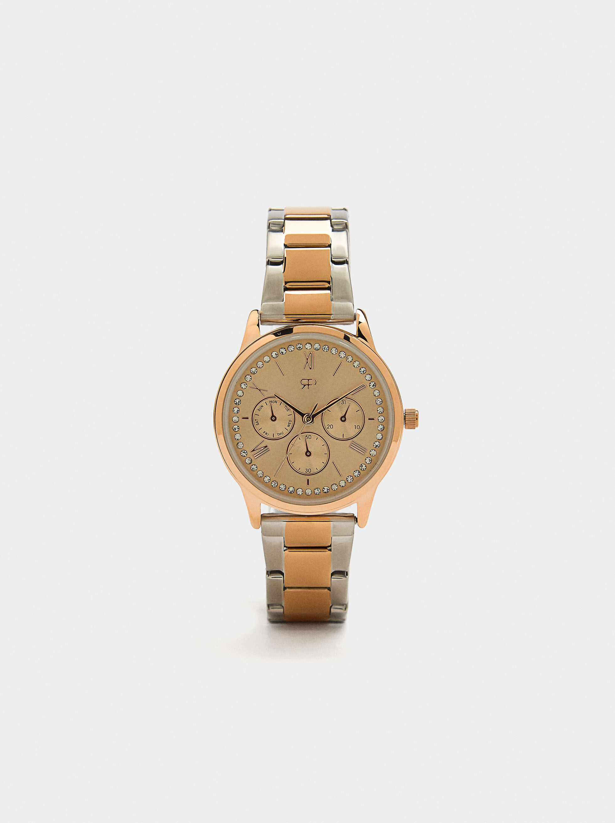 Bicolor watch with stainless steel bracelet