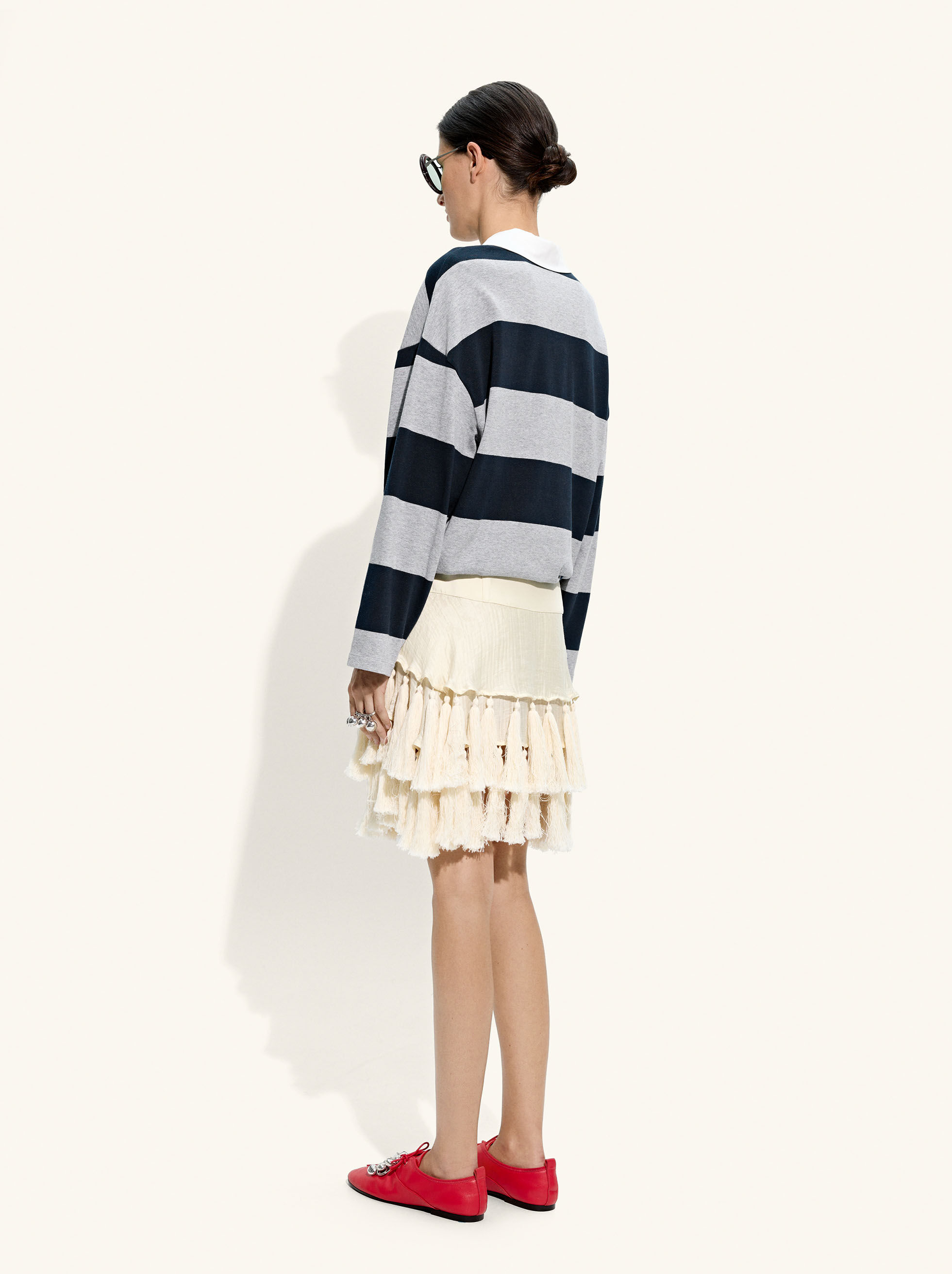 Satin skirt with tassels