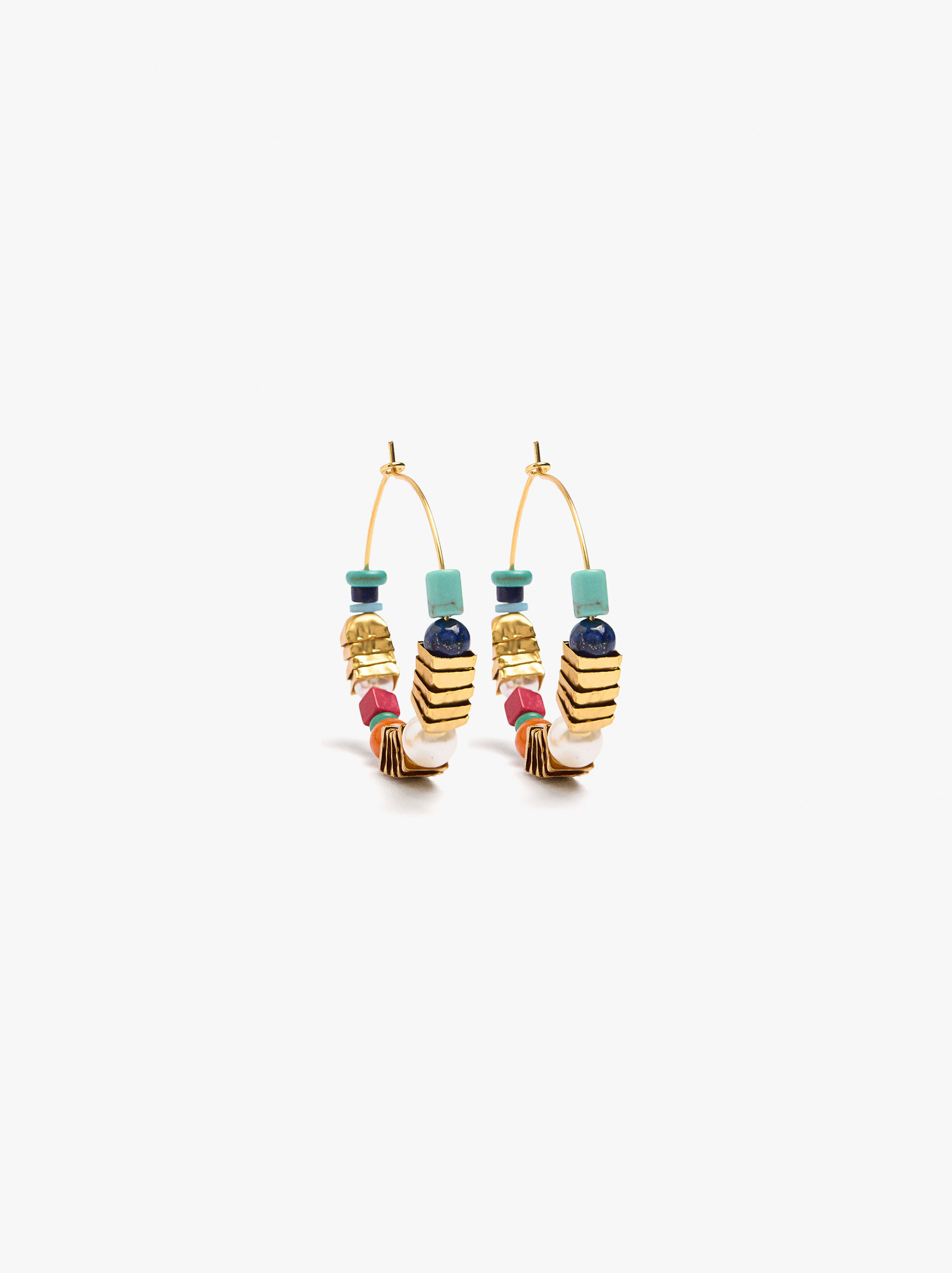 Stone and resin beads earrings
