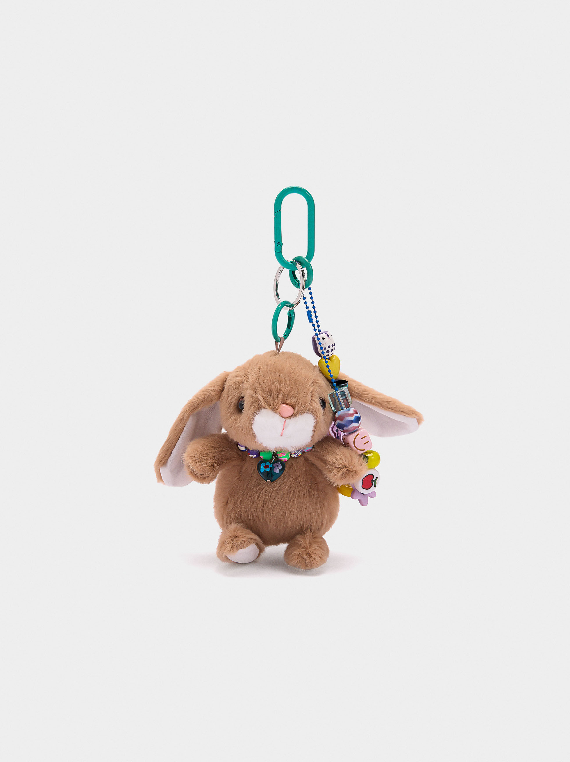 Colorful bead rabbit charm keychain