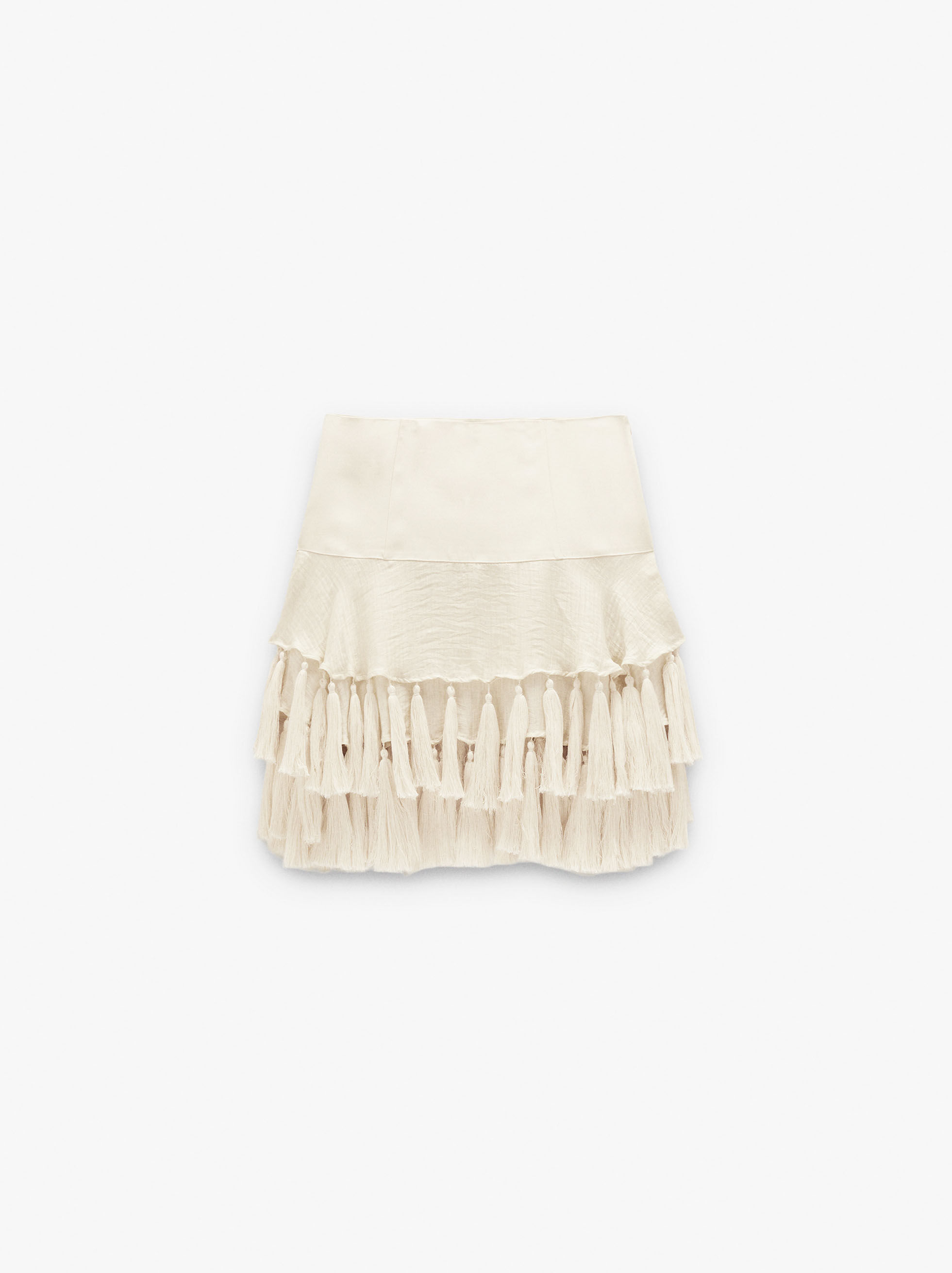 Satin skirt with tassels