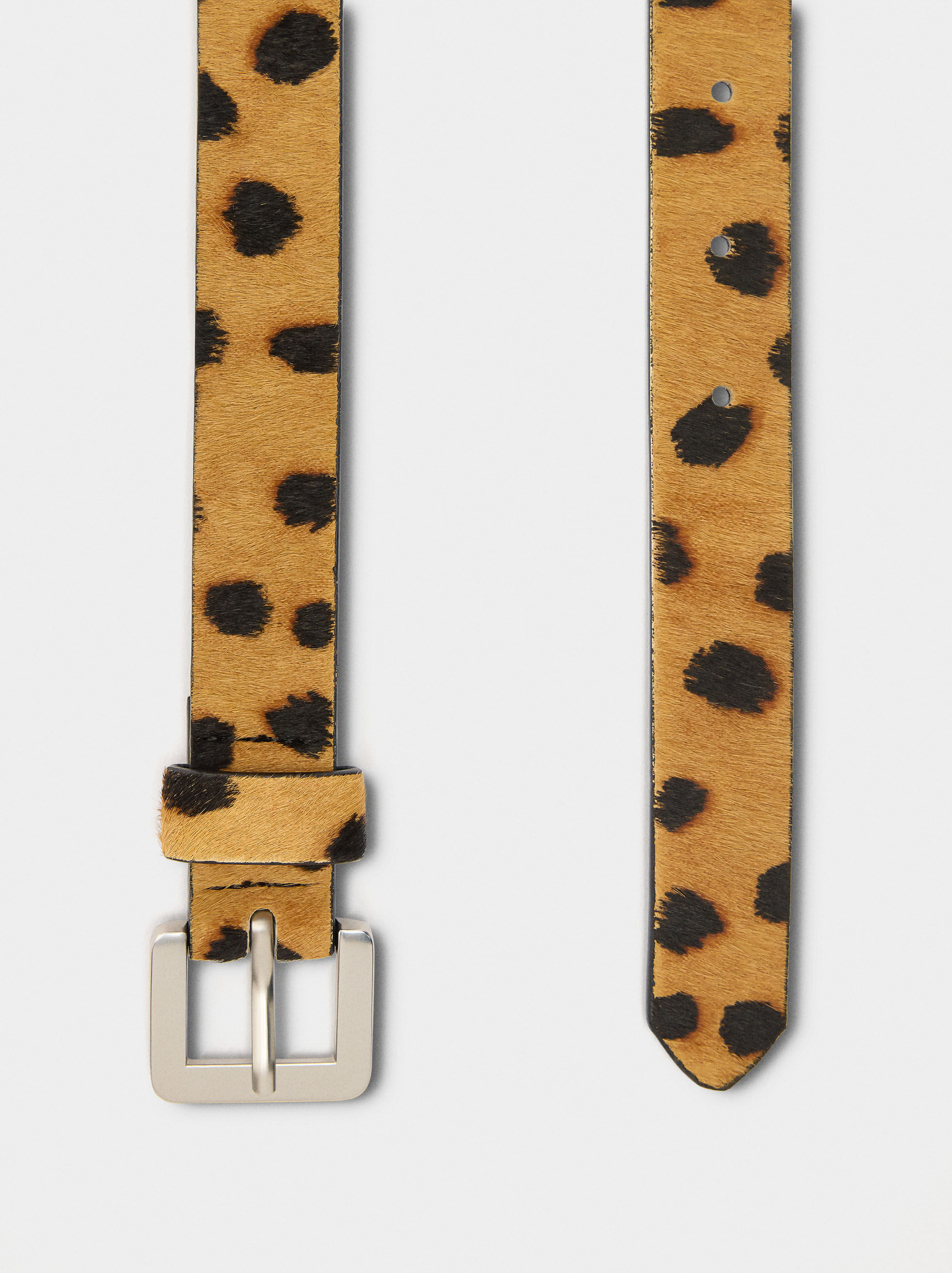 Animal print leather belt