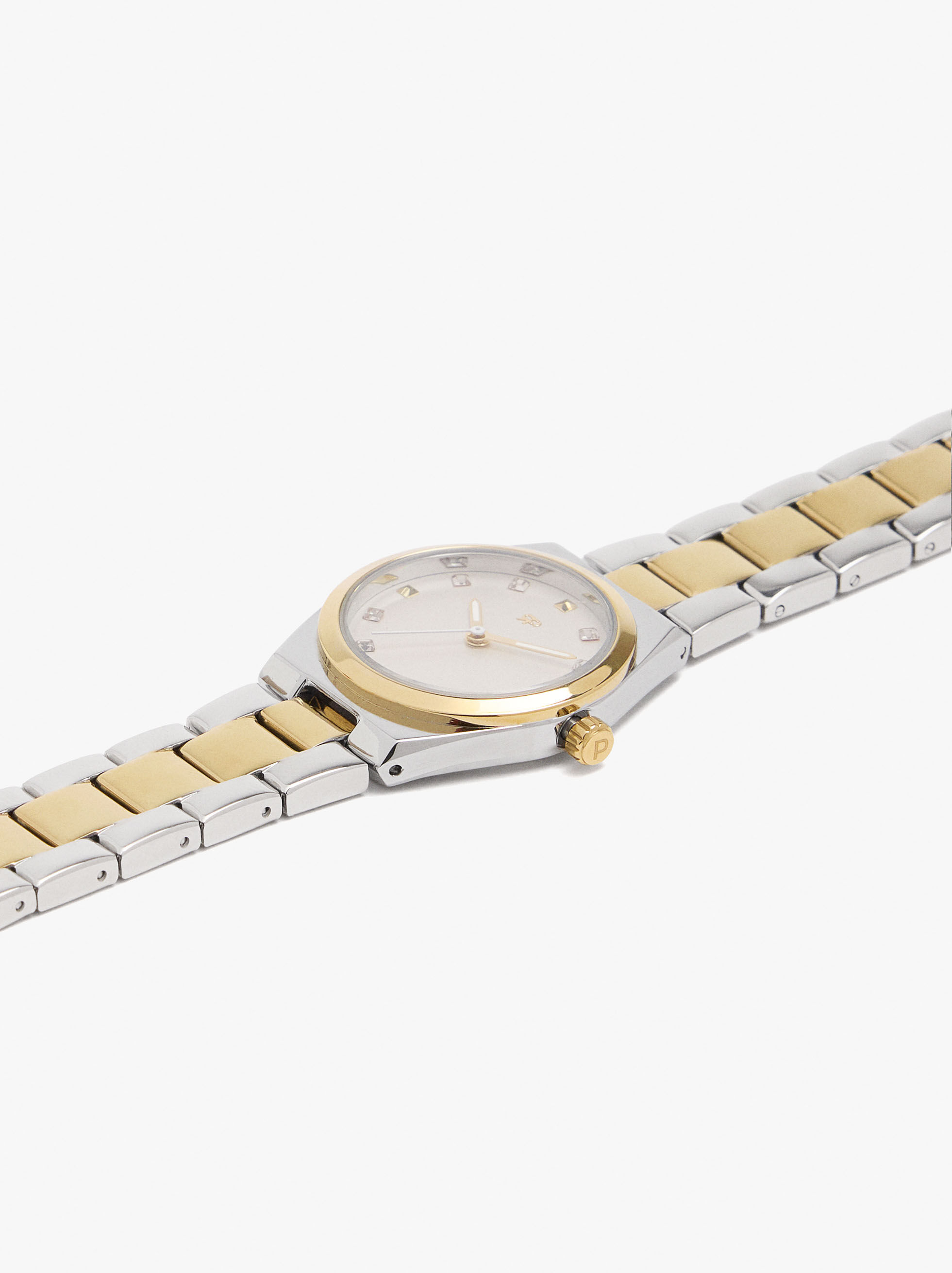 Bicolor watch with stainless steel bracelet