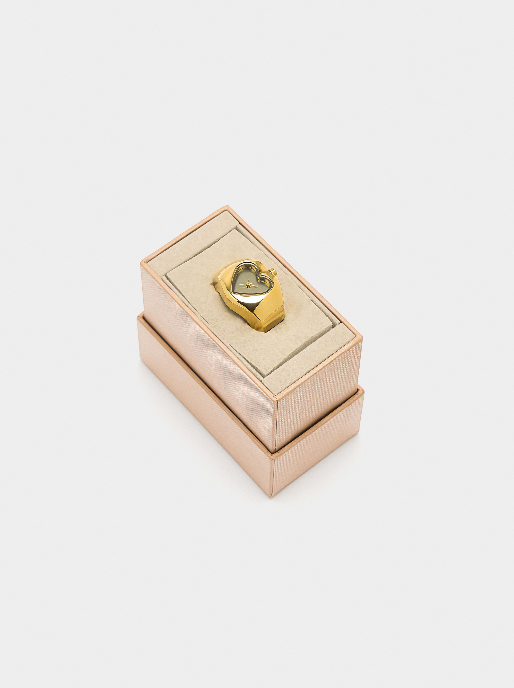 Golden heart-shaped watch ring - stainless steel