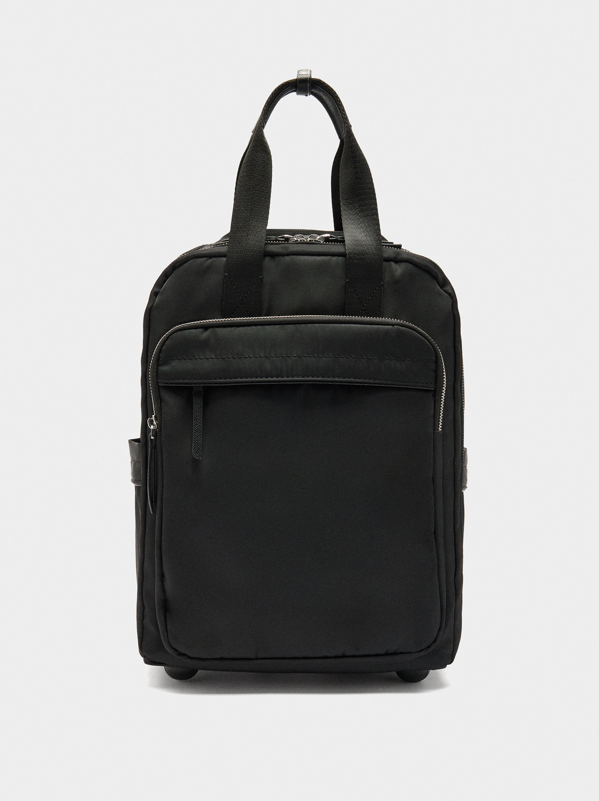 Carry-on nylon suitcase with wheels