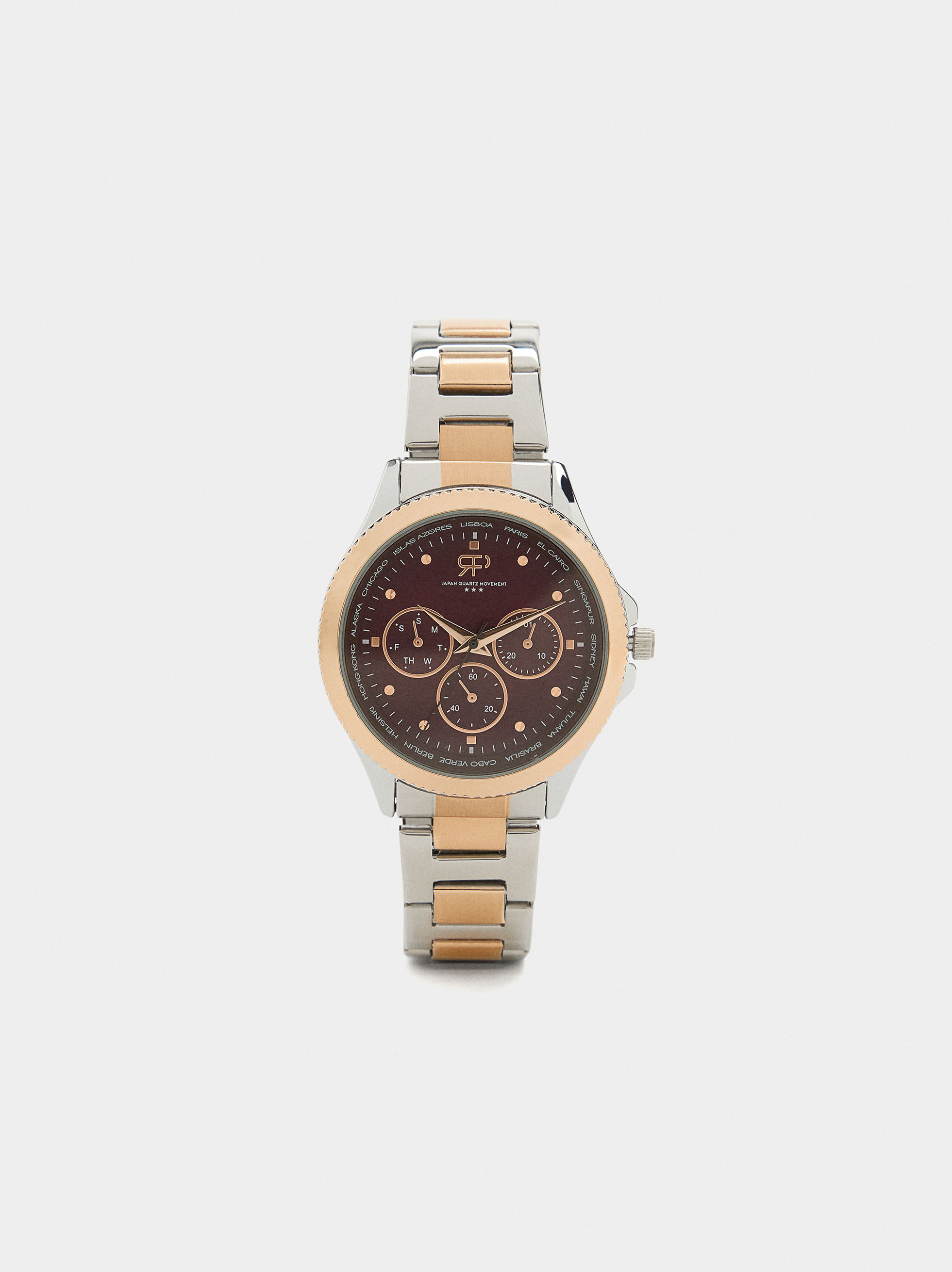 Bi-color watch with stainless steel bracelet