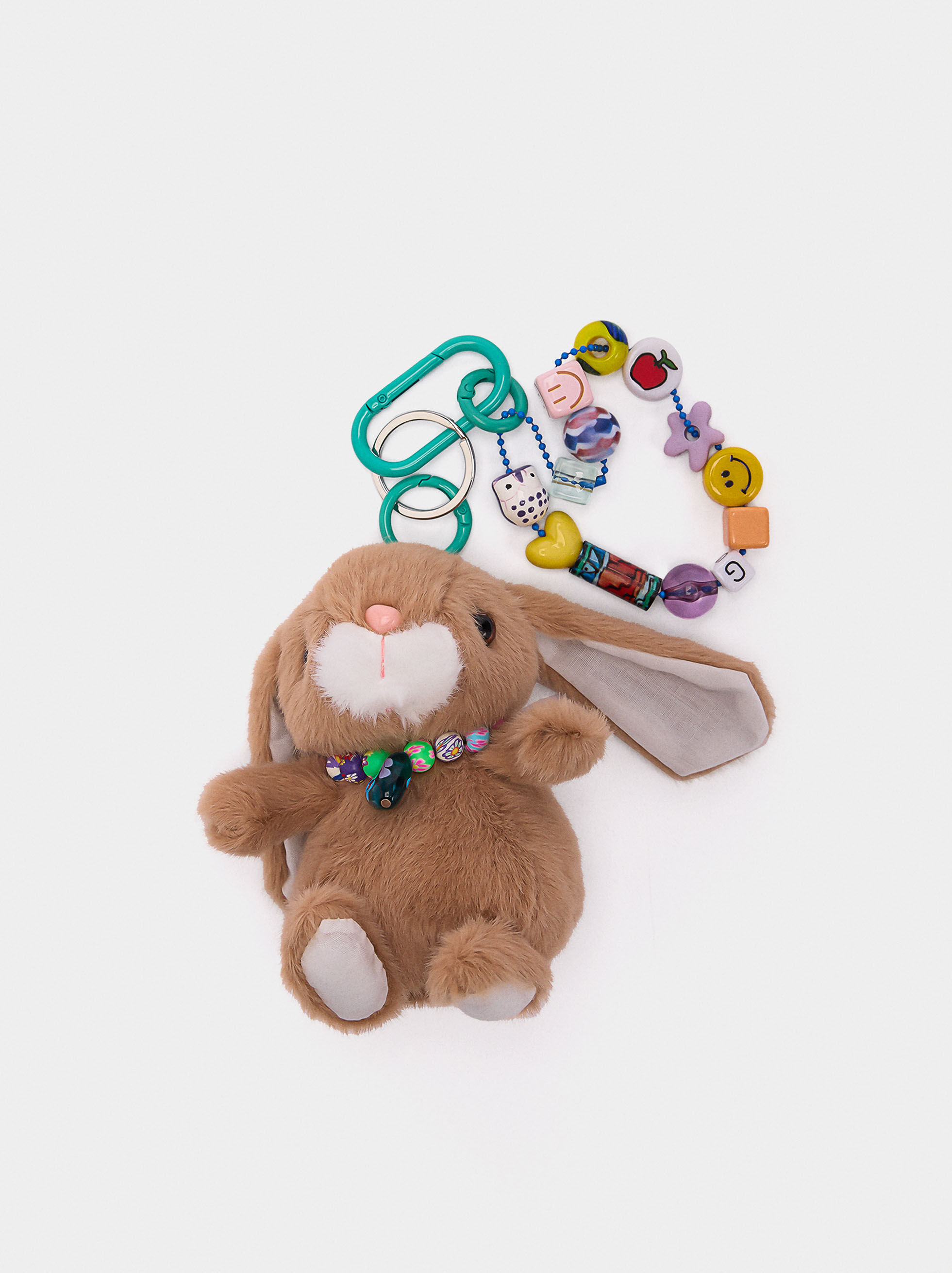 Colorful bead rabbit charm keychain