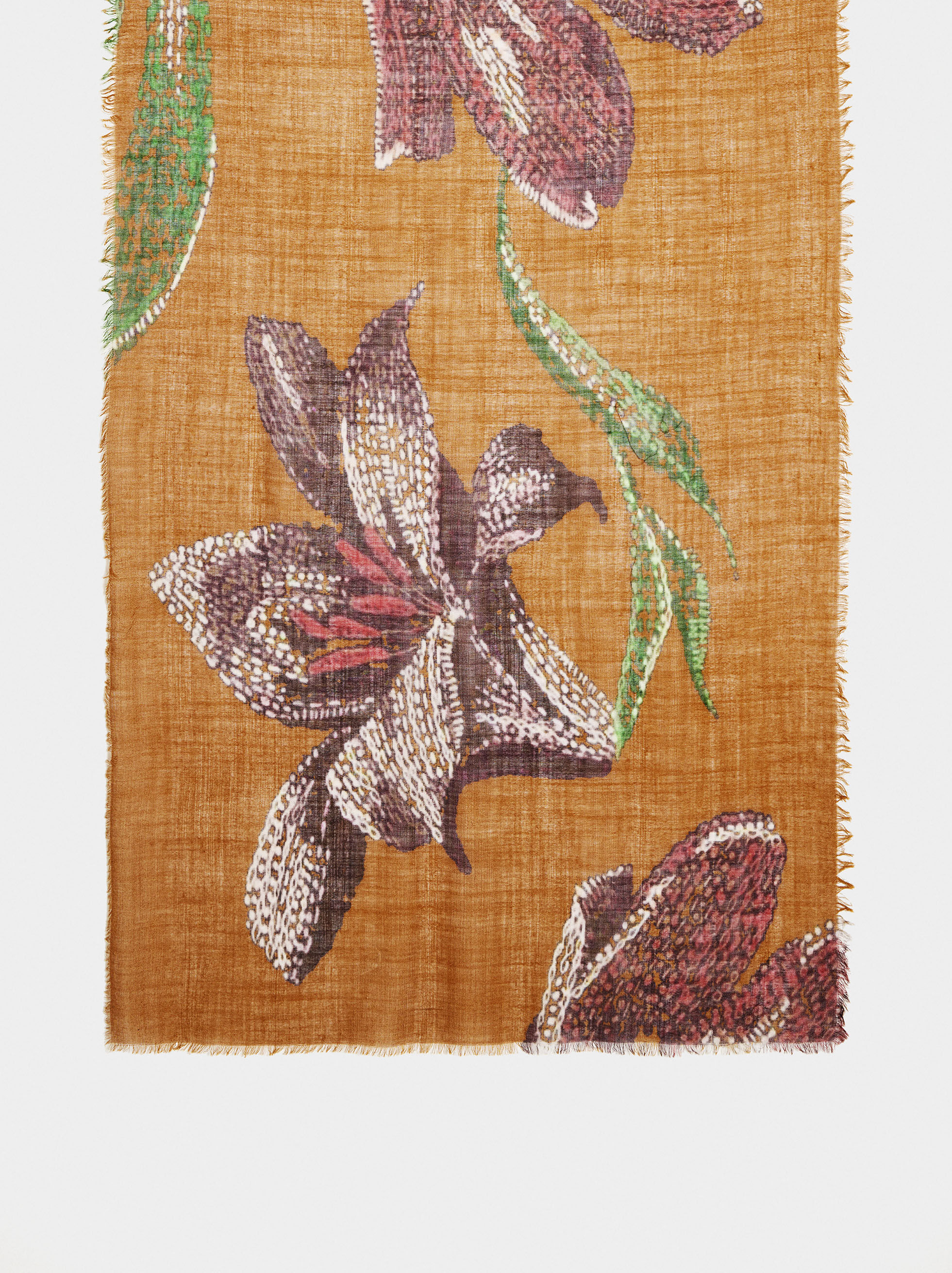 Floral printed wool scarf
