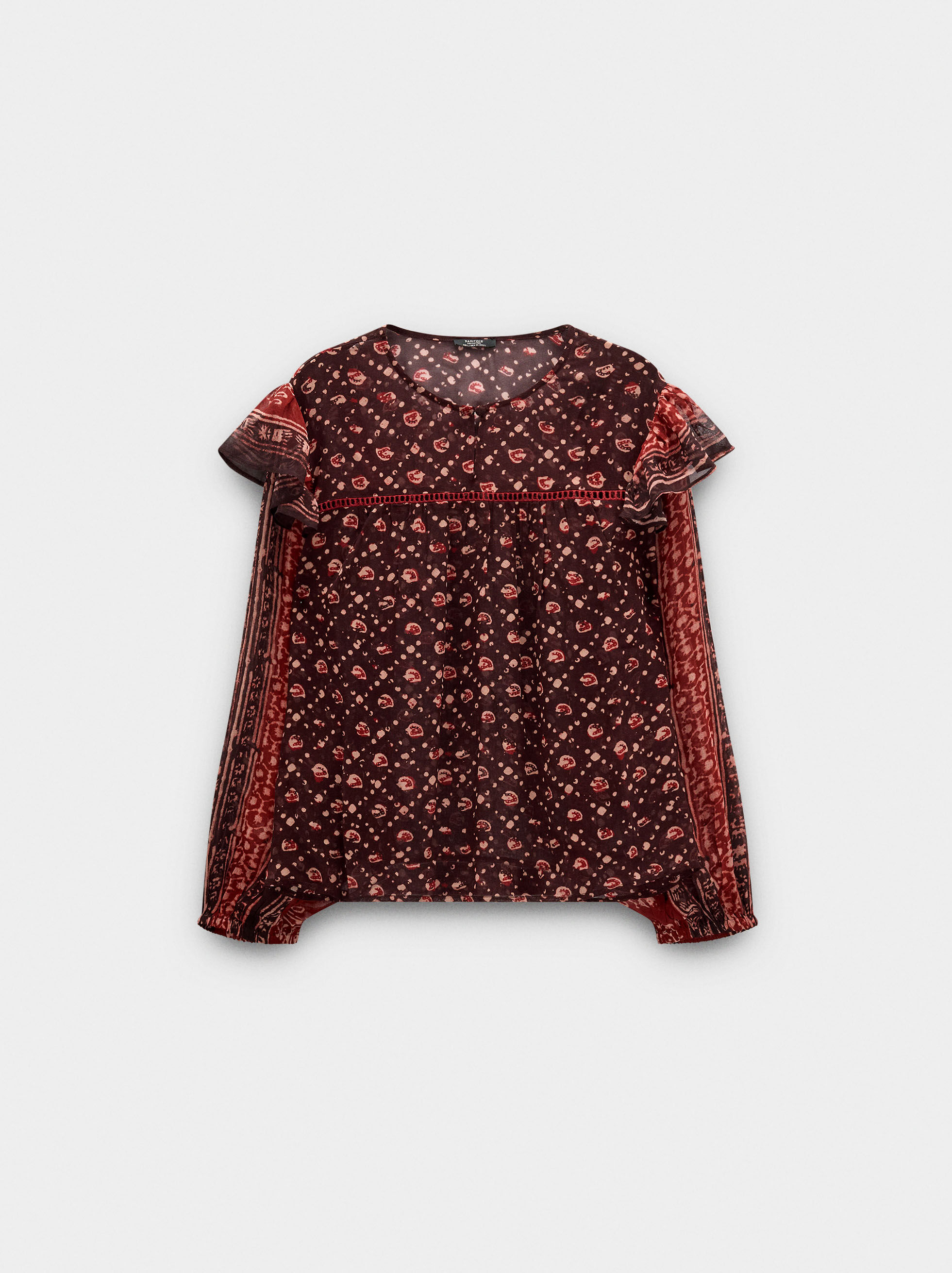 Printed semi-transparent blouse