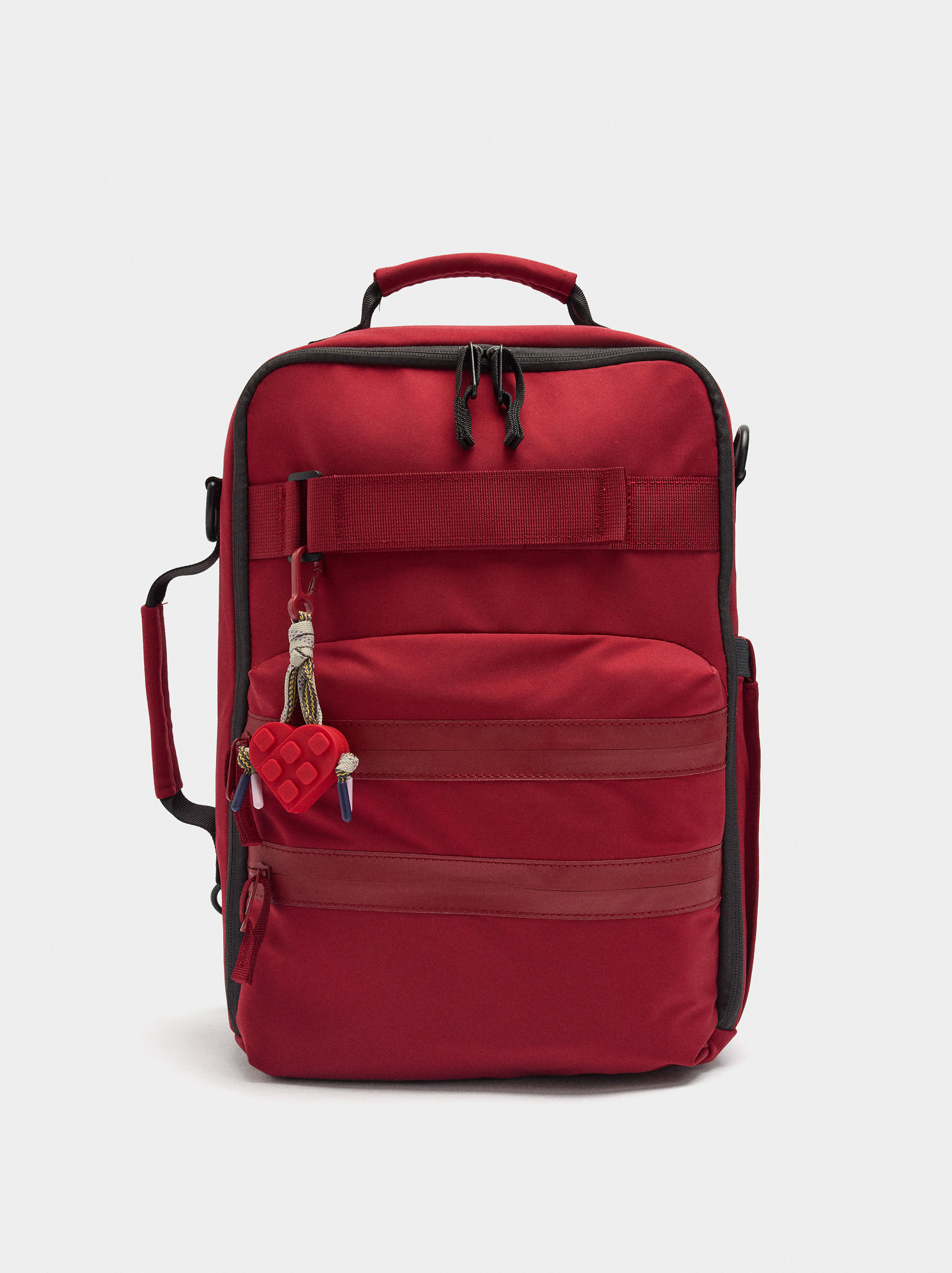 Nylon Carry-On Backpack with Heart Pendant
