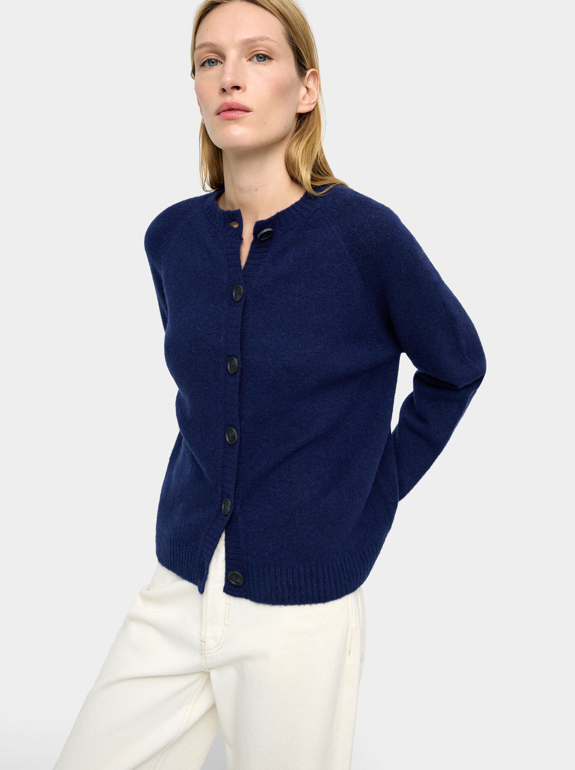 Solid knit cardigan