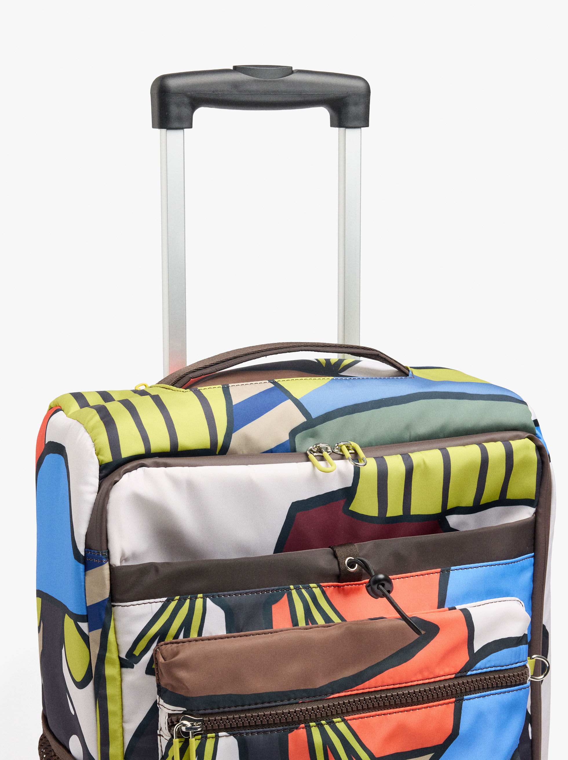 Patterned nylon travel suitcase