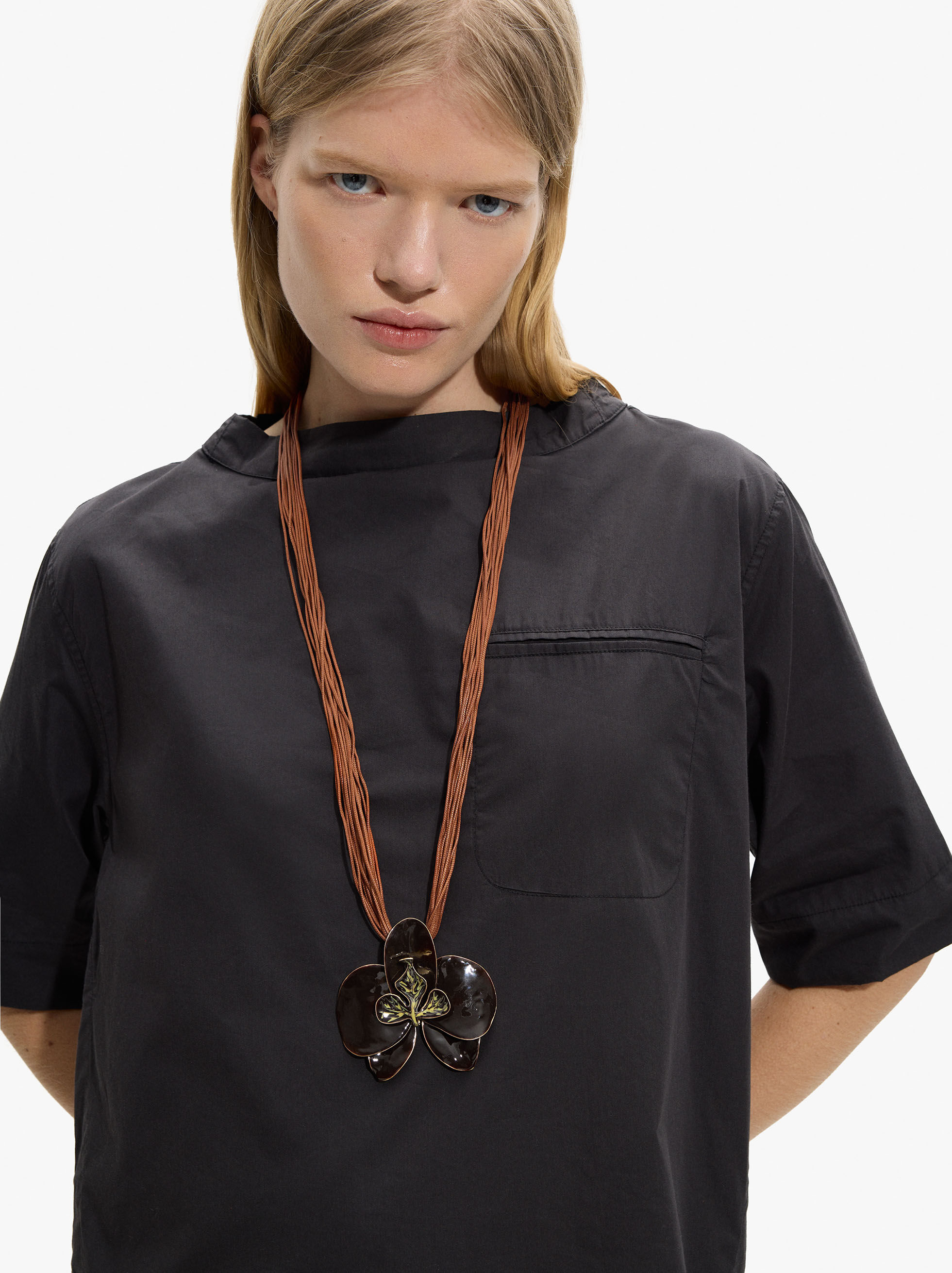 Flower pendant multi-strand necklace