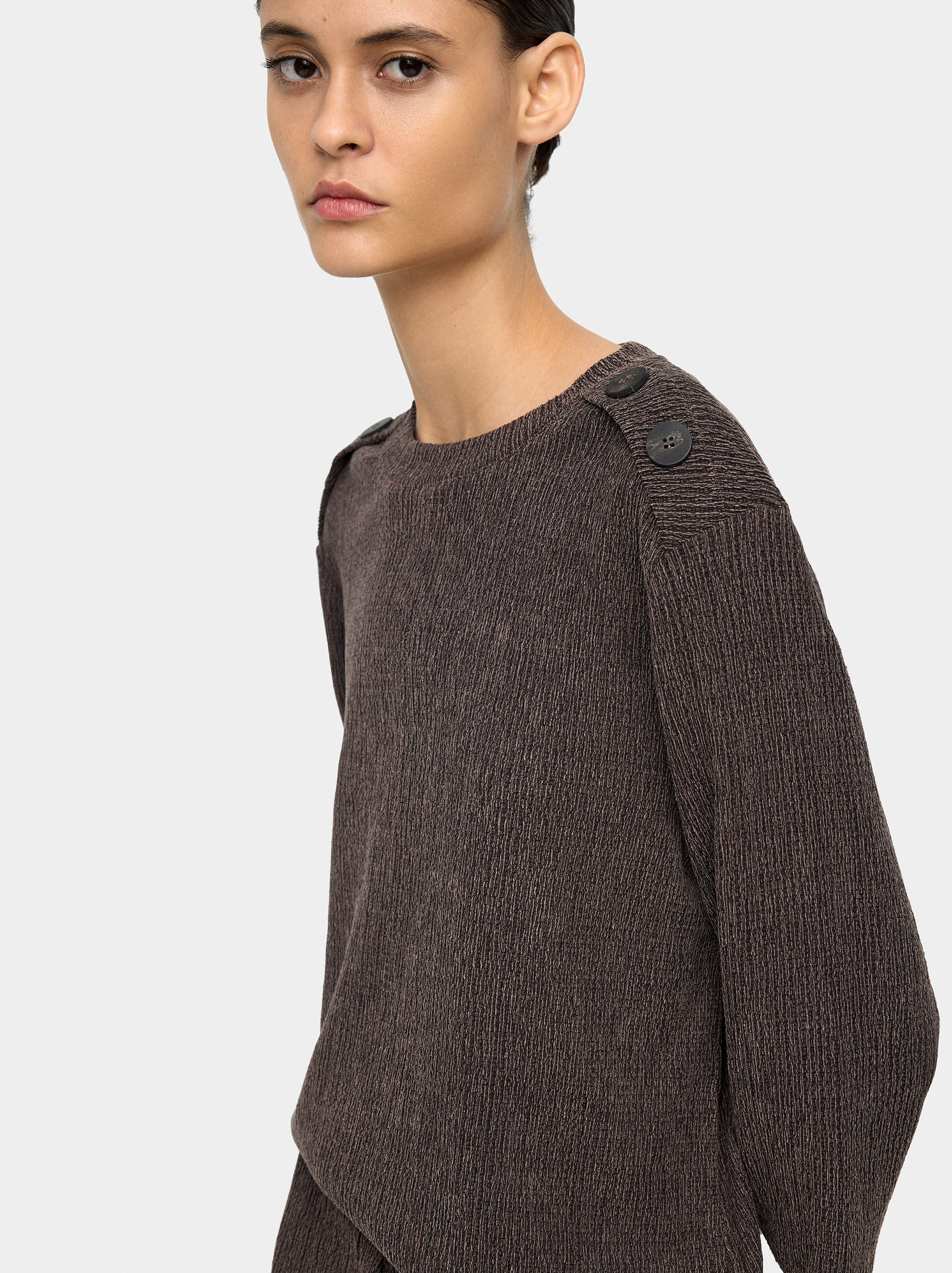 Textured sweater with button details