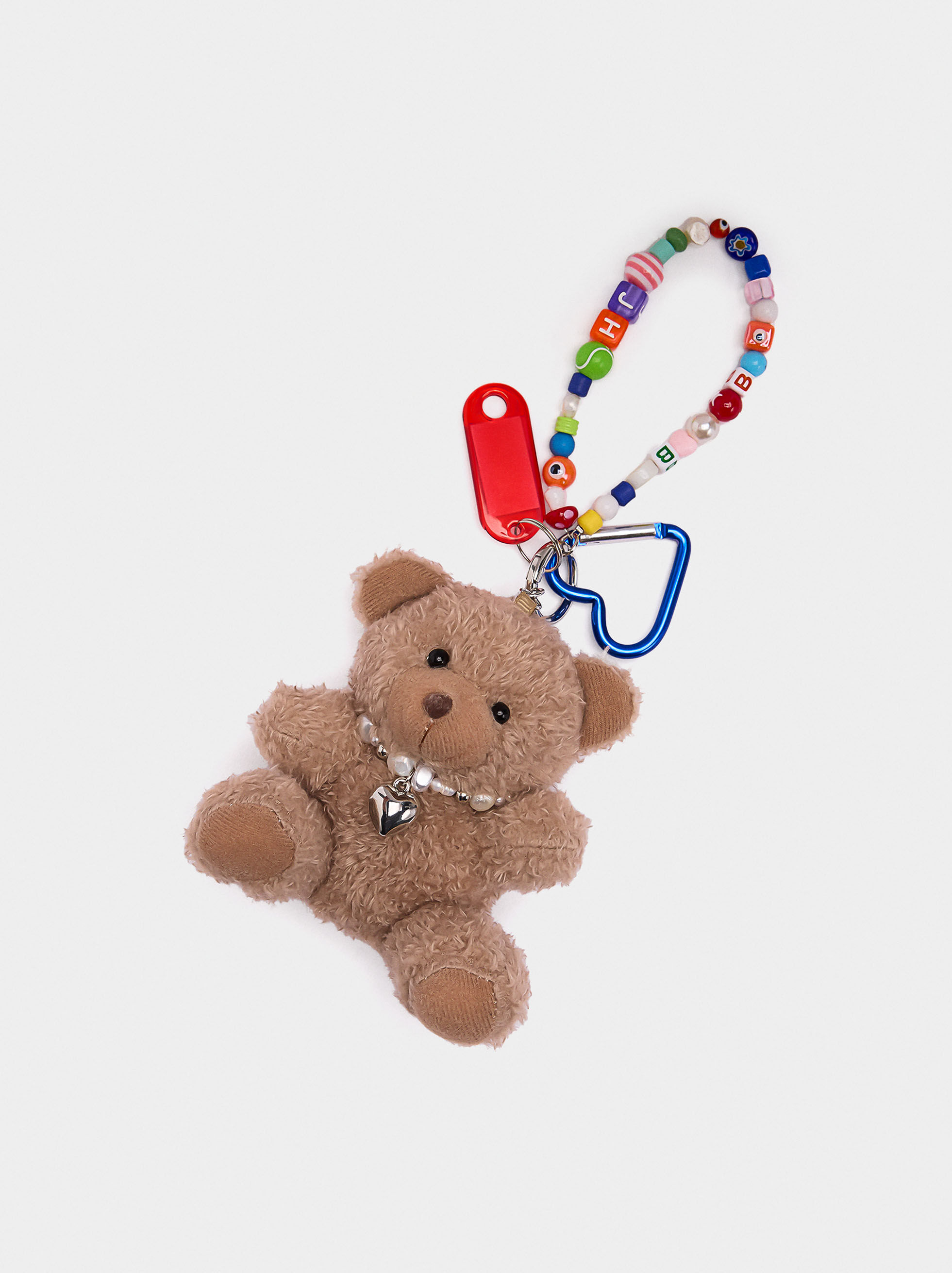 Keychain charm bear with colorful beads